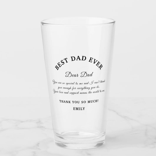 Beste vader ooit Modern Black Typografie Glas (Voorkant)