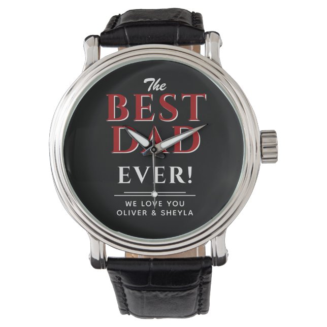 Beste vader ooit Modern Black Typografie Vader's Horloge (Voorkant)