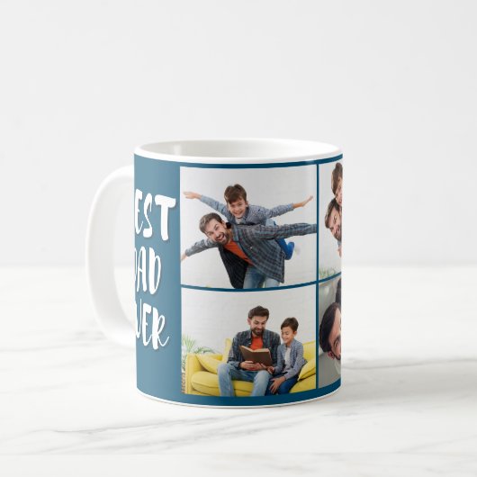 Beste vader ooit modern foto blauw Vaderdag Mok (Voorkant links)