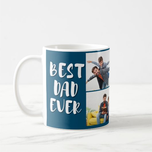 Beste vader ooit modern foto blauw Vaderdag Mok (Links)