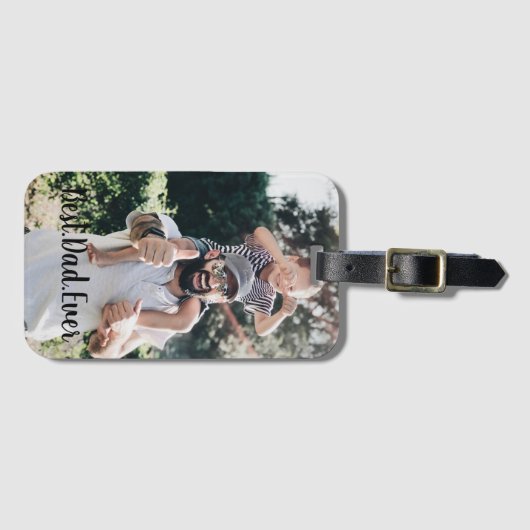 Beste vader ooit Modern Foto Collage Bagagelabel (Voorkant (horizontaal))