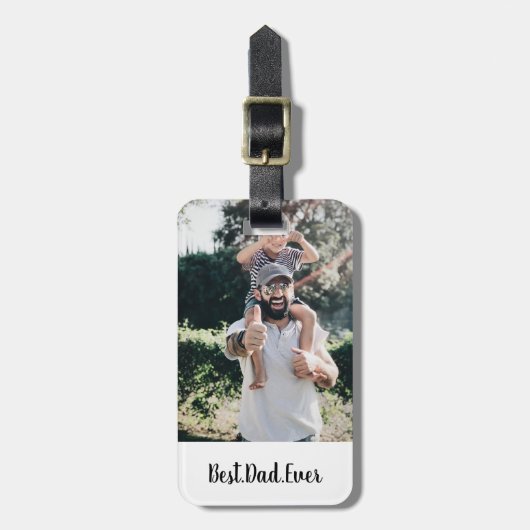 Beste vader ooit Modern Foto Collage Bagagelabel (Voorkant verticaal)