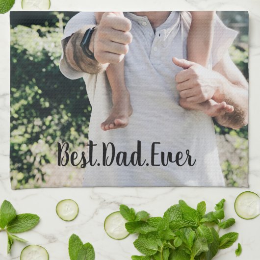 Beste vader ooit Modern Foto Collage Theedoek (Gevouwen)