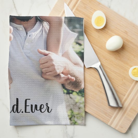 Beste vader ooit Modern Foto Collage Theedoek (Quarter Fold)