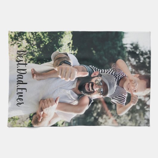 Beste vader ooit Modern Foto Collage Theedoek (Horizontaal)