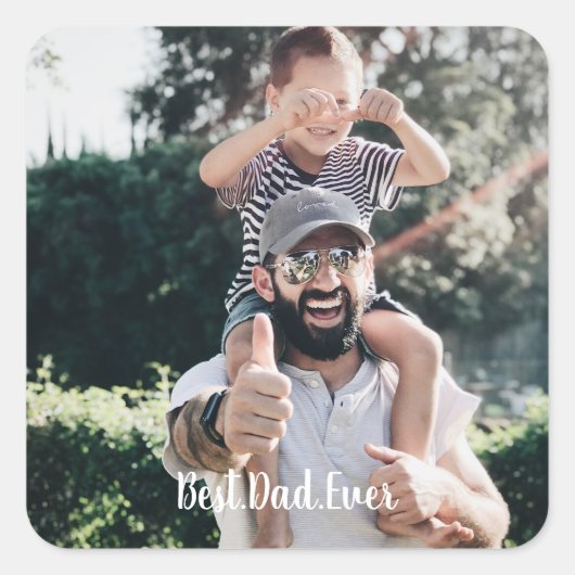 Beste vader ooit Modern Foto Collage Vierkante Sticker (Voorkant)
