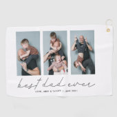 Beste vader ooit Modern Multi Foto Golfhanddoek (Horizontaal)