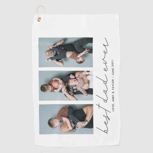 Beste vader ooit Modern Multi Foto Golfhanddoek (Voorkant)