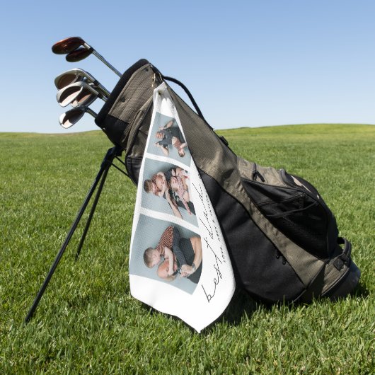 Beste vader ooit Modern Multi Foto Golfhanddoek (Groen)