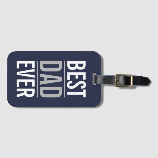 Beste vader ooit | Modern Navy Blue Bagagelabel (Voorkant (horizontaal))