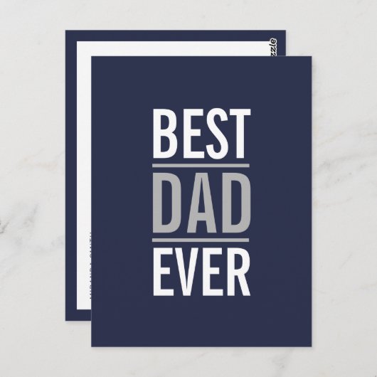 Beste vader ooit | Modern Navy Blue Briefkaart (Voorkant / Achterkant)