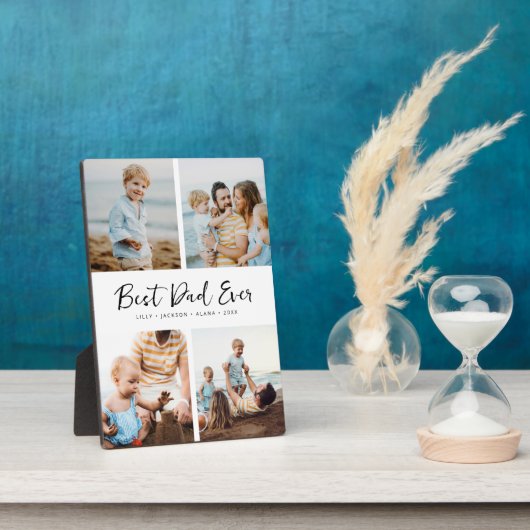 Beste vader ooit Modern Script 4 Photo Collage Fotoplaat (Zijkant)