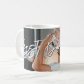 Beste vader ooit Modern Script Gepersonaliseerde f Koffiemok (Voorkant links)