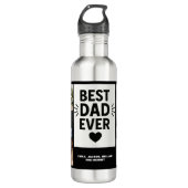 Beste vader ooit moderne 6 foto collage waterfles  (Voorkant)