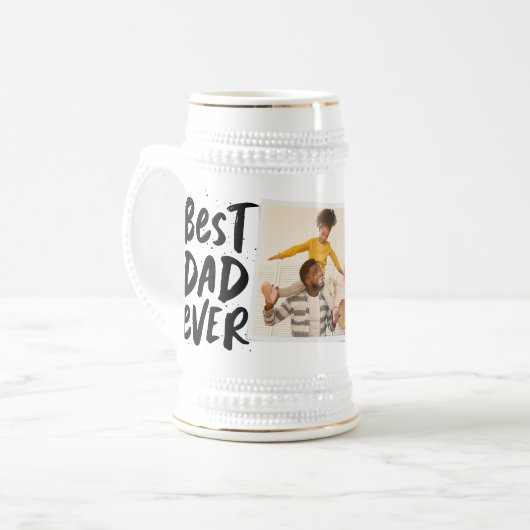 Beste vader ooit moderne foto-Vaderdag Bierpul (Voorkant links)