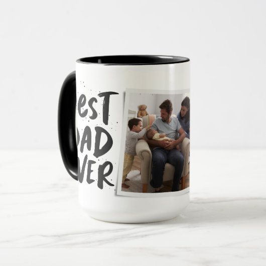 Beste vader ooit moderne foto zwarte Vaderdag Mok (Voorkant links)