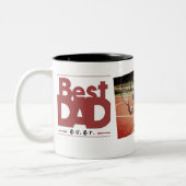 Beste vader ooit moderne foto zwarte Vaderdag Tweekleurige Koffiemok (Links)