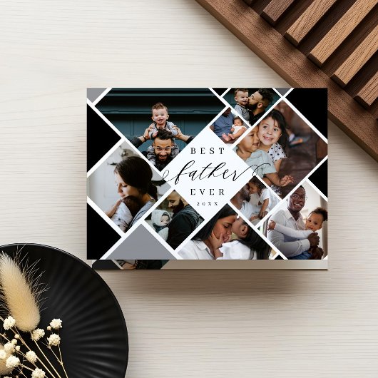 Beste vader ooit moderne fotocollage gepersonalise kaart