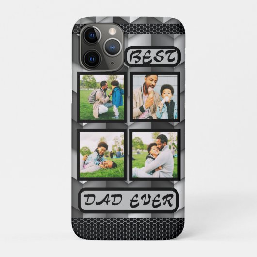Beste vader ooit moderne grijze familie fotocollag Case-Mate iPhone case (Achterkant)