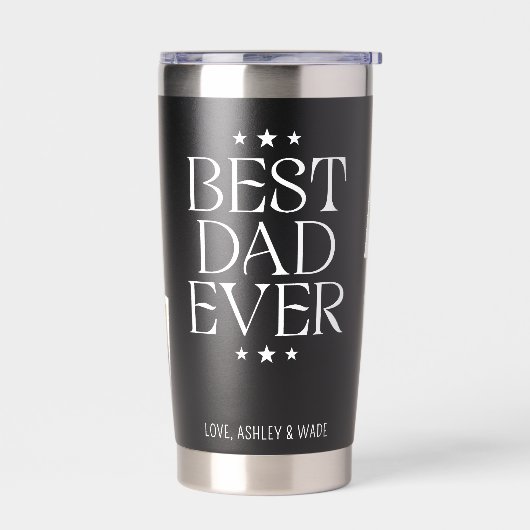 Beste vader ooit moderne snapshot stijl 4 foto's geïsoleerde drinkbeker (Links)