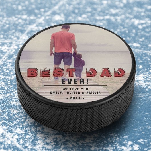 Beste vader ooit Moderne Typografie Volledige foto Hockey Puck