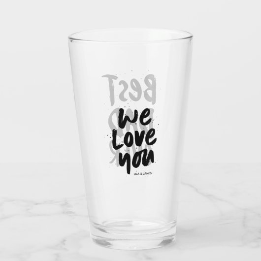 Beste vader ooit moderne zwarte Vaderdag cadeau Glas (Achterkant)