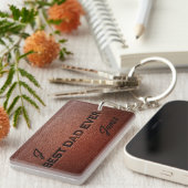 Beste vader ooit monogram naam gepersonaliseerd sleutelhanger (Voorkant Rechts)