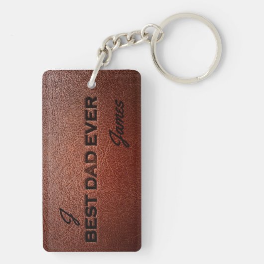 Beste vader ooit monogram naam gepersonaliseerd sleutelhanger (achterkant)