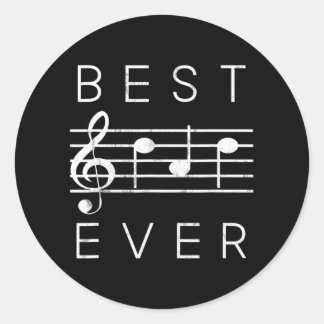 Beste vader ooit Muzieknoten Funny Fathers Day Ronde Sticker
