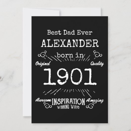 Beste vader ooit naam geboortejaar kaart (Voorkant)