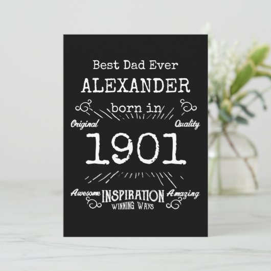 Beste vader ooit naam geboortejaar  kaart (Staand voorkant)