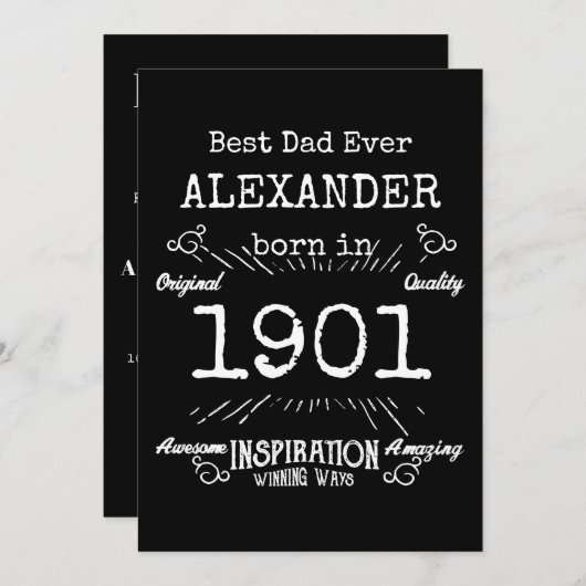 Beste vader ooit naam geboortejaar kaart (Voorkant / Achterkant)