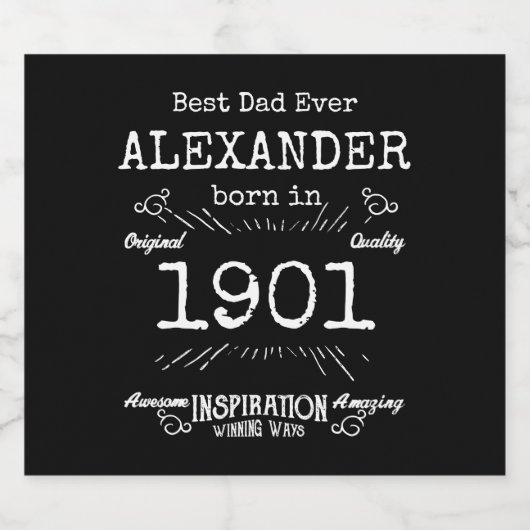 Beste vader ooit naam geboortejaar  likeurfles etiket (Enkel label)