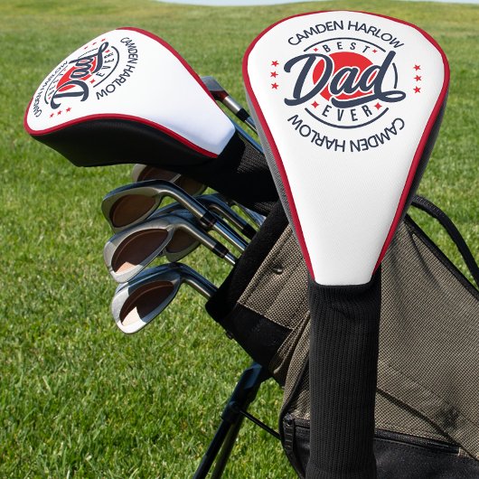 Beste vader ooit naam rood wit blauw golfheadcover
