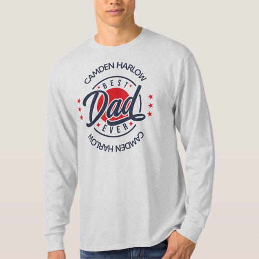 Beste vader ooit naam rood wit blauw t-shirt (Voorkant)