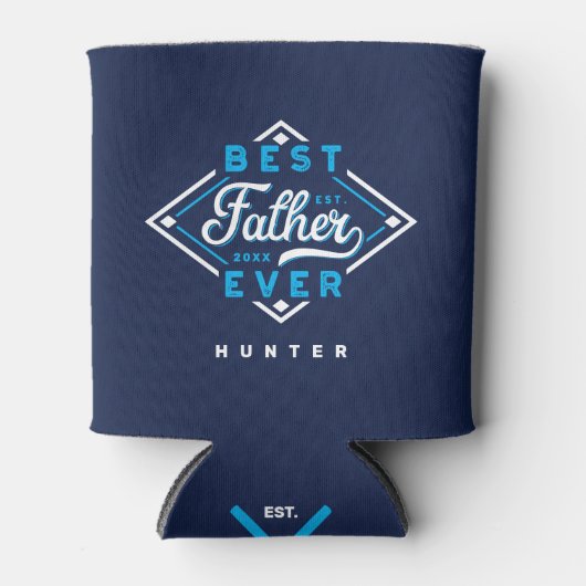 Beste vader ooit naam van honkbal Diamond & monogr Blikjeskoeler (Voorkant)