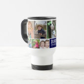 Beste vader ooit Navy 10 Photo Collage Blauw Reisbeker (Voorkant links)