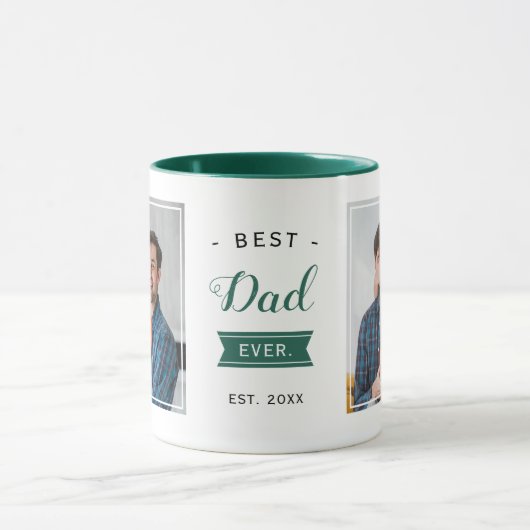 Beste vader ooit pappa Green Birthday Foto Mok (Midden)