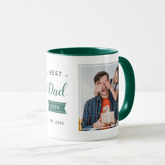 Beste vader ooit pappa Green Birthday Foto Mok (Voorkant rechts)