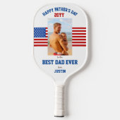 Beste vader ooit Patriottisch Rood Wit Blauw Foto Pickleball Paddle (Achterkant)