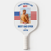 Beste vader ooit Patriottisch Rood Wit Blauw Foto Pickleball Paddle (Voorkant)