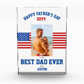 Beste vader ooit Patriottisch Rood Wit Blauw Fotoblokken (Voorkant)