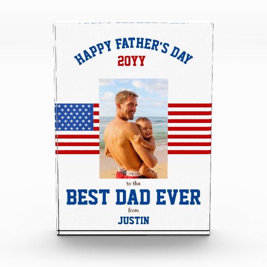 Beste vader ooit Patriottisch Rood Wit Blauw Fotoblokken (Voorkant)