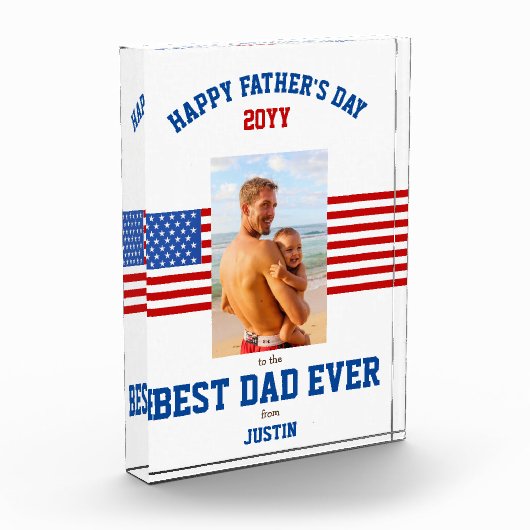 Beste vader ooit Patriottisch Rood Wit Blauw Fotoblokken (Links)