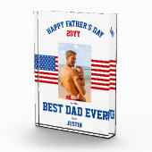 Beste vader ooit Patriottisch Rood Wit Blauw Fotoblokken (Rechts)