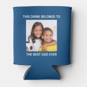 Beste vader ooit persoonlijke foto Blauw Blikjeskoeler (Voorkant)