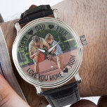 Beste vader ooit persoonlijke foto's bekijken horloge<br><div class="desc">Persoonlijke fotofoto's - perfect voor vader - maar u bent welkom om de tekst aan te passen zoals u wilt. Upload uw favoriete foto en het zal met een semi-ondoorzichtige grensbekleding, als basis voor de typografie worden getoond. Op dit moment staat in de tekst "Best Dad Ever ... love you...</div>