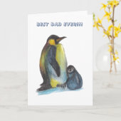 Beste vader ooit pinguïns waterverf Wenskaart Kaart (Gele Bloem)