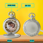 Beste vader ooit portretteren  Geviste achtergrond Zakhorloge<br><div class="desc">Geef een geschenk waarmee iemand herinnerd kan worden aan degenen van wie ze houden elke keer dat ze de tijd controleren U kunt de tekst,  de foto en de achtergrond naadloos bewerken. Dit ontwerp heeft een analoog wijzerplaat ontwerp met een  visserij achtergrond.</div>