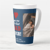Beste vader ooit Red Heart Blue 2 Foto Latte Mok (Rechterhoek)